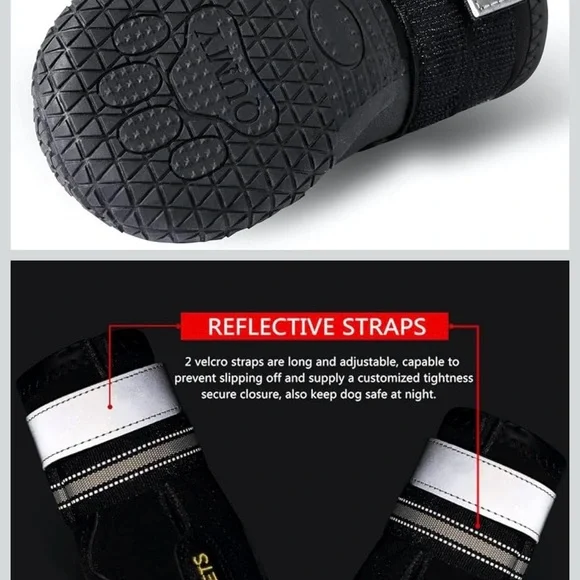 Qumy Black and Gray Dog Boots SZ 6 - Picture 4 of 8